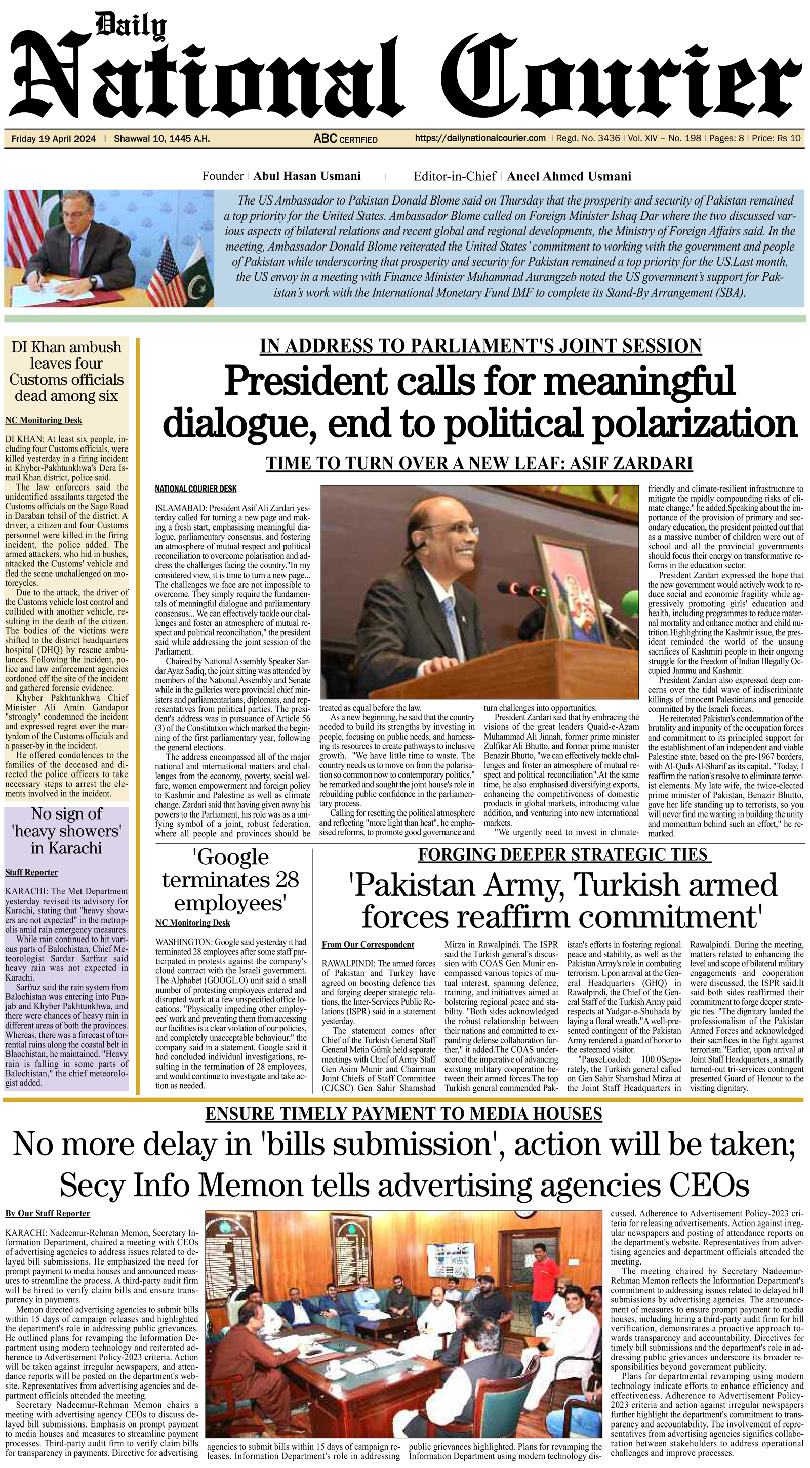DNC-ePaper | 19 April, 2024 | Front Page
