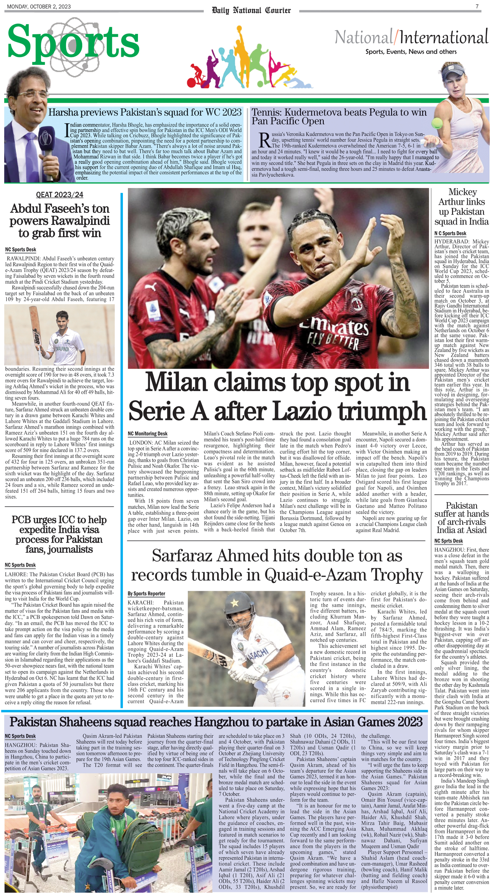 DNC-ePaper | 02 October, 2023 | Sports