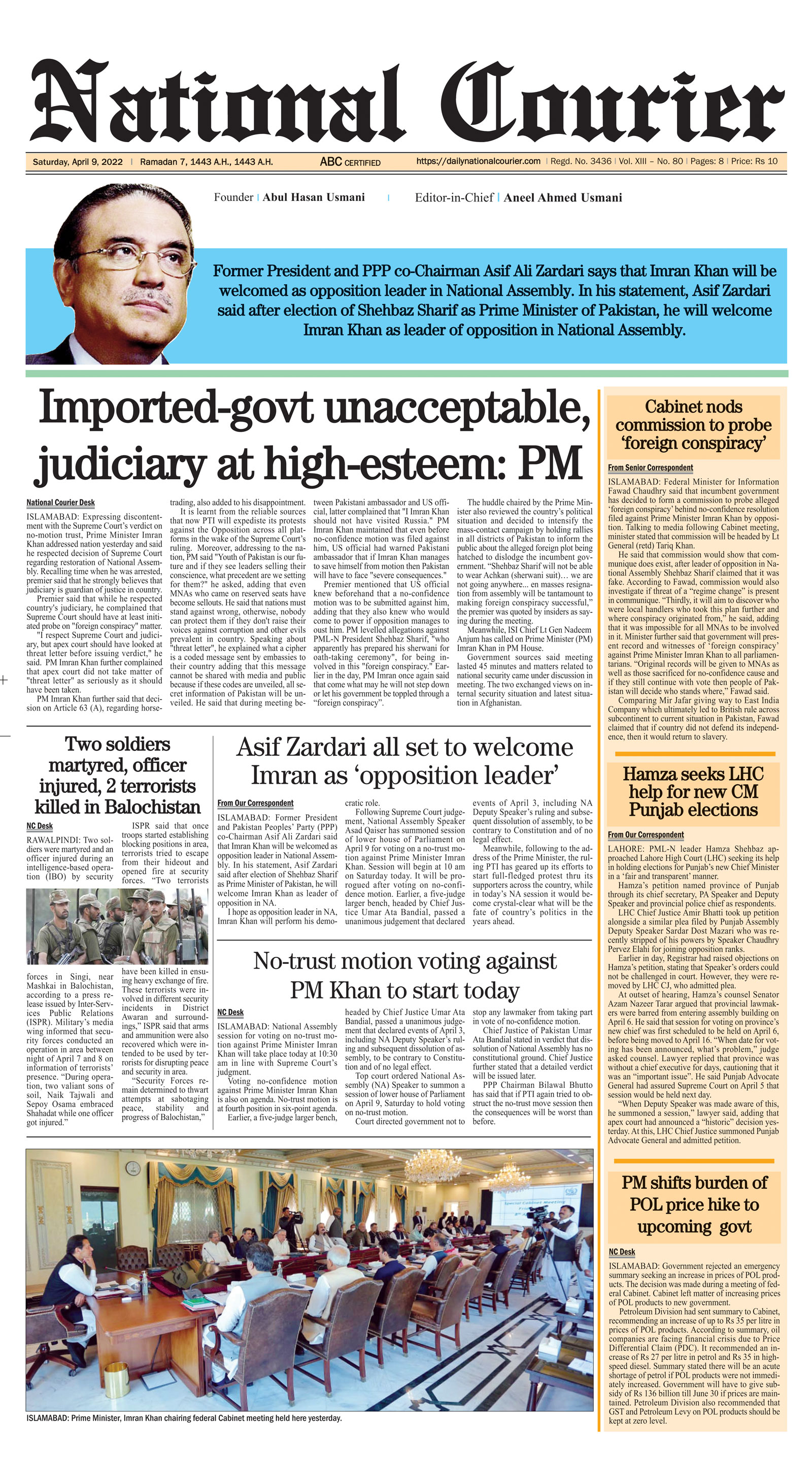 DNC-ePaper | 09 April, 2022 | Front Page