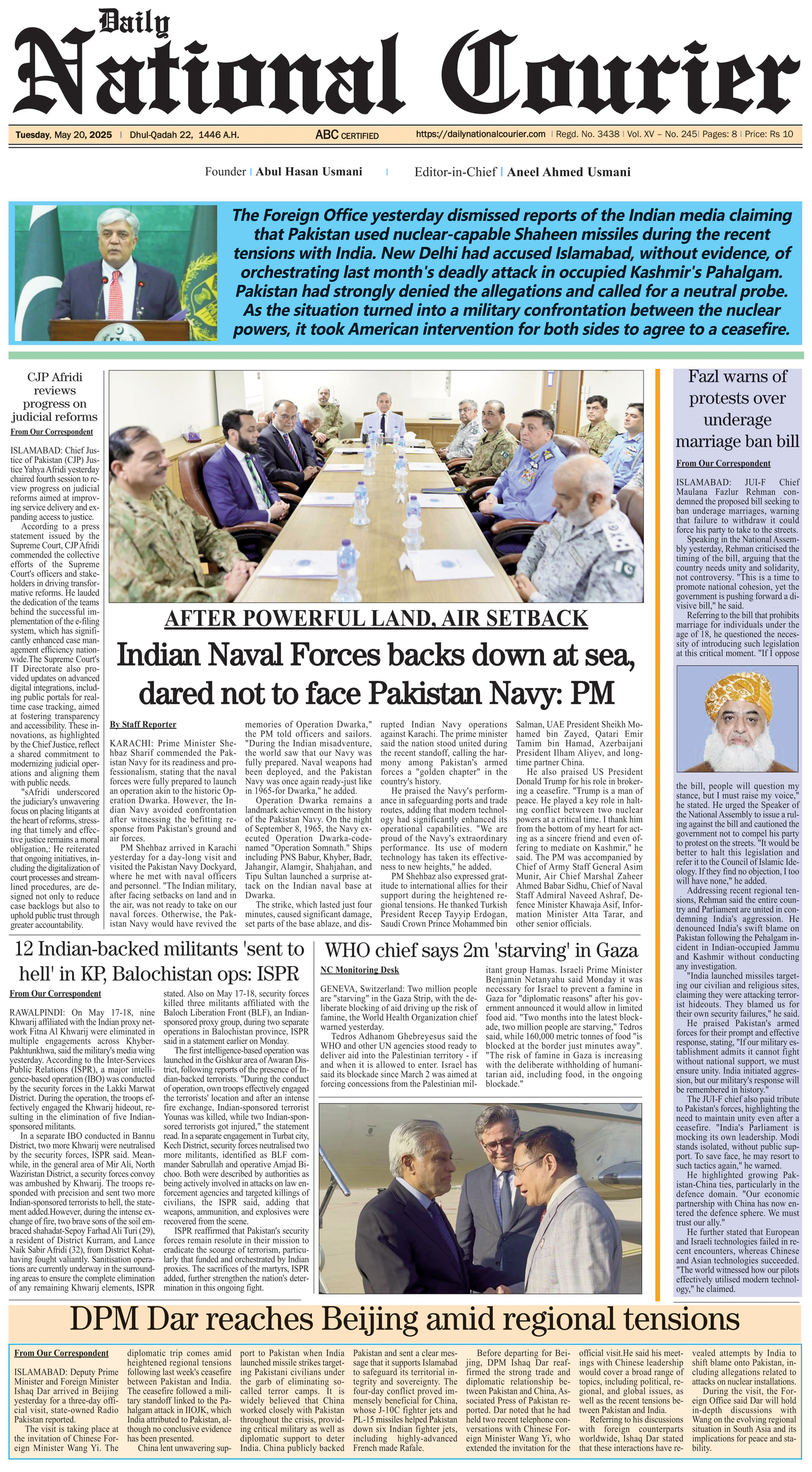 DNC-ePaper | 20 May, 2025 | Front Page