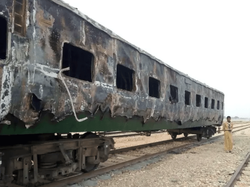 Karachi Express power van catches fire