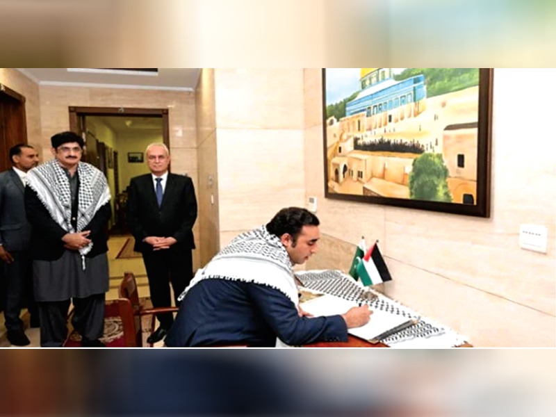 Bilawal visits Palestinian Ambassador, reiterates resolve to back Palestine
