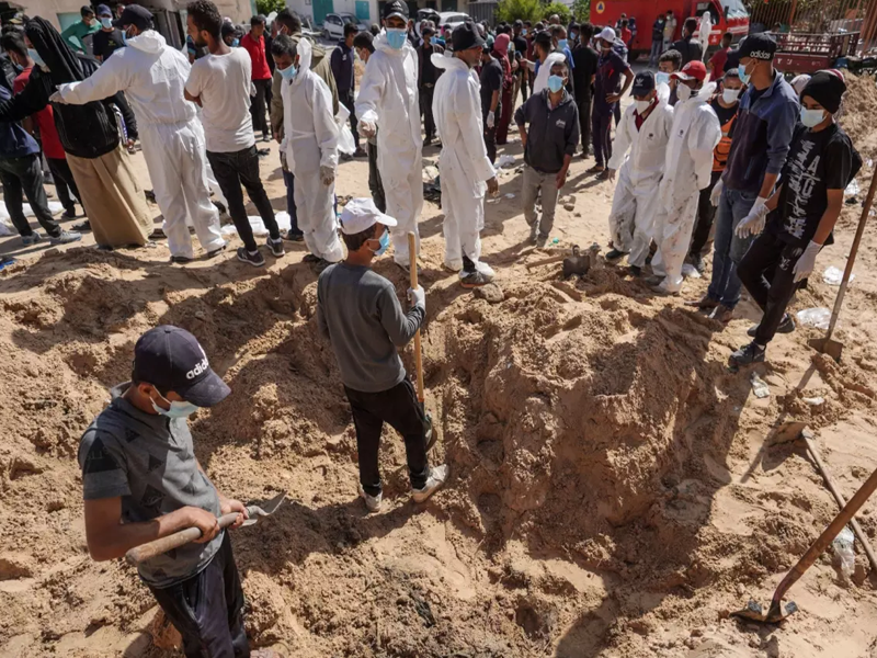Hundreds of bodies found in mass graves in Gaza’s Khan Younis