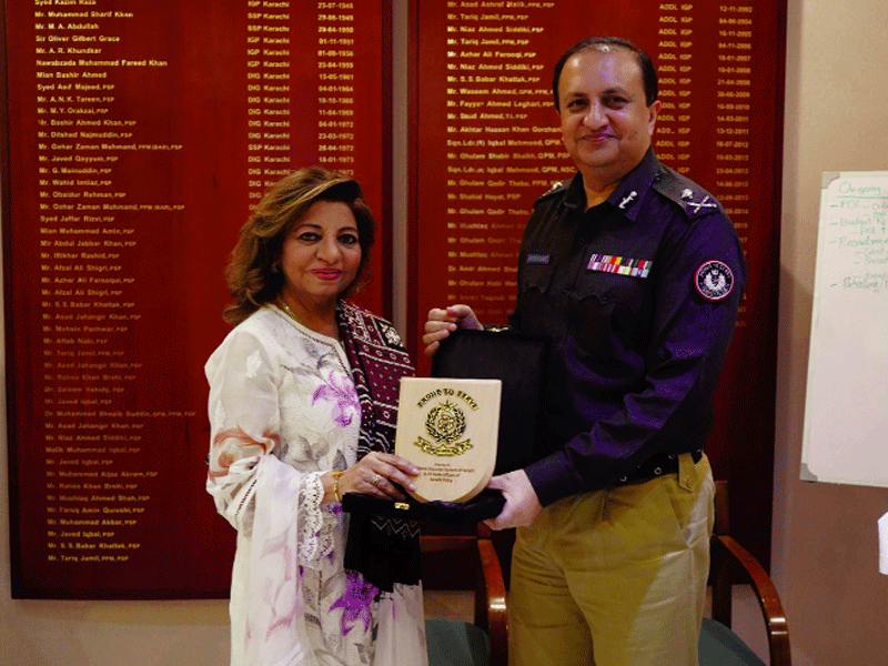 AIG Odho presents shield to Dr Seemi Jamali on her services