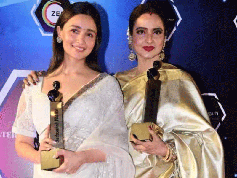 Int’ Film Festival: Alia, Rekha take stage in elegant sarees to win night