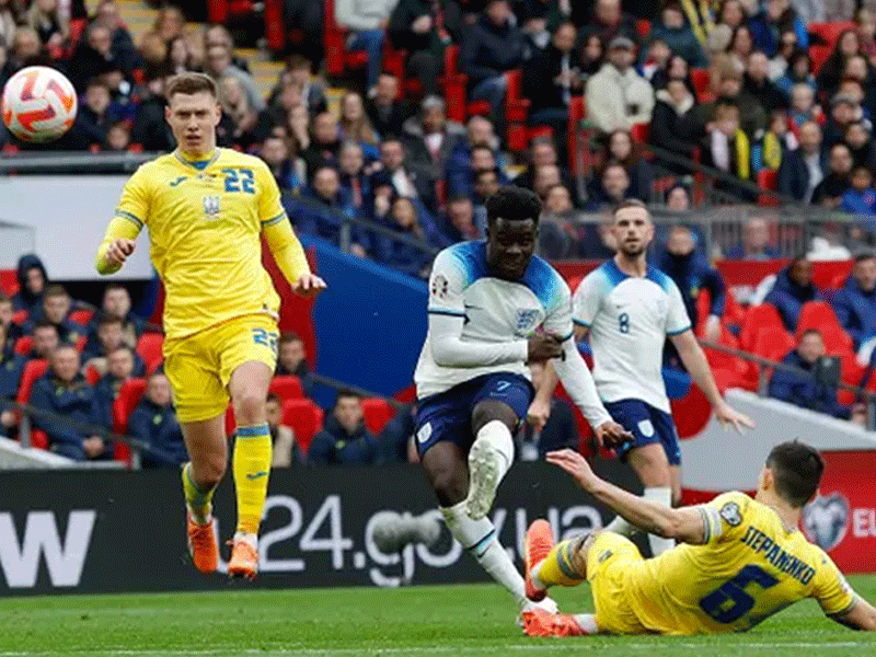 Saka shines as England dismiss Ukraine in Euro qualifier Saka shines as England dismiss Ukraine in Euro qualifier