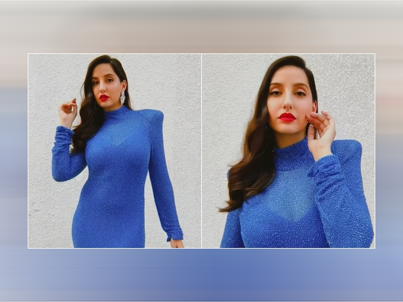 Nora stuns in shimmering bodycon dress Nora stuns in shimmering bodycon dress