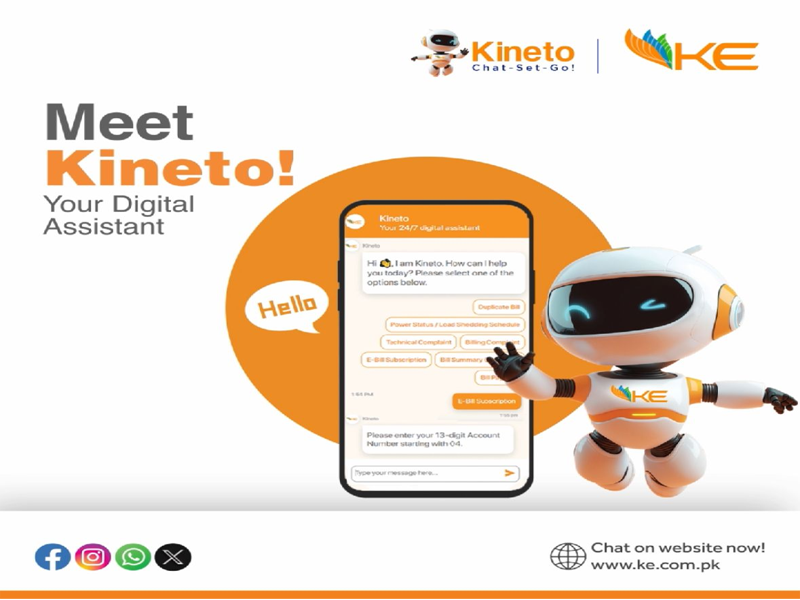 Kineto: K-Electric becomes Pakistan’s first power utility to launch AI Generative Chatbot Kineto: K-Electric becomes Pakistan’s first power utility to launch AI Generative Chatbot
