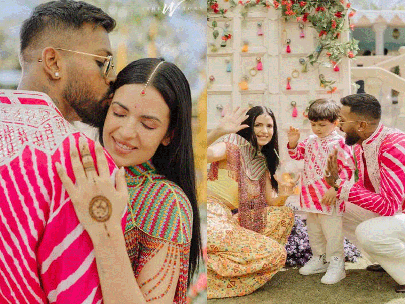 Hardik, Natasa unite for Haldi, Mehendi